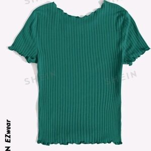 Shein Ribbed Lettuce Edged Form Fitting Shirt 12/XL